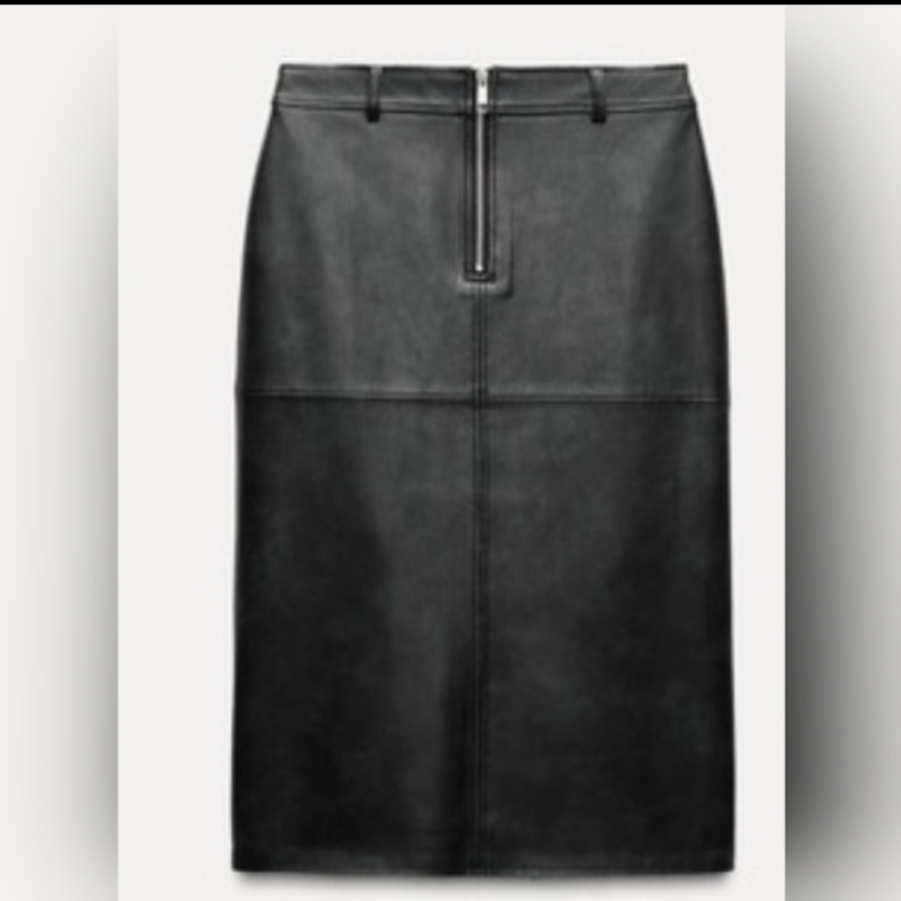 ZARA VEGAN LEATHER SKIRT Sz S   Cruelty-Free
